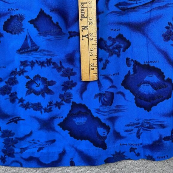 Ui Maikai Blue Hibiscus Tropical Island Vintage Hawaiian Mumu Dress Womens XL - Picture 9 of 10